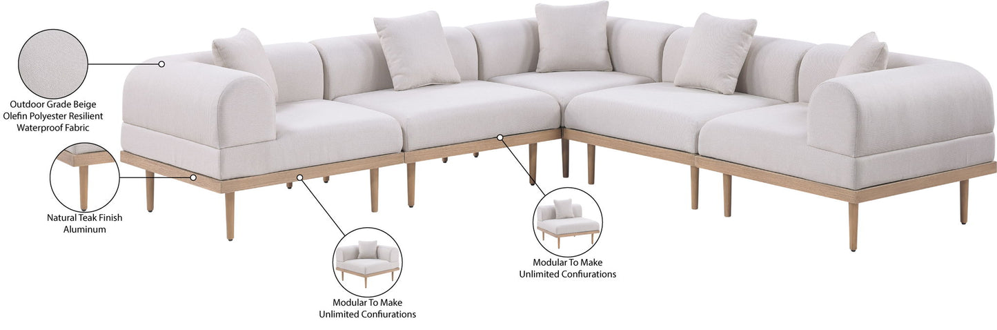 Laguna - 5 Piece 106.5" Upholstered Outdoor Patio Modular Sectional