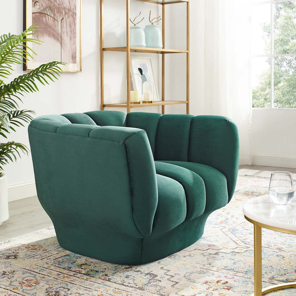 Entertain Vertical Channel Tufted Performance Velvet Armchair - Green