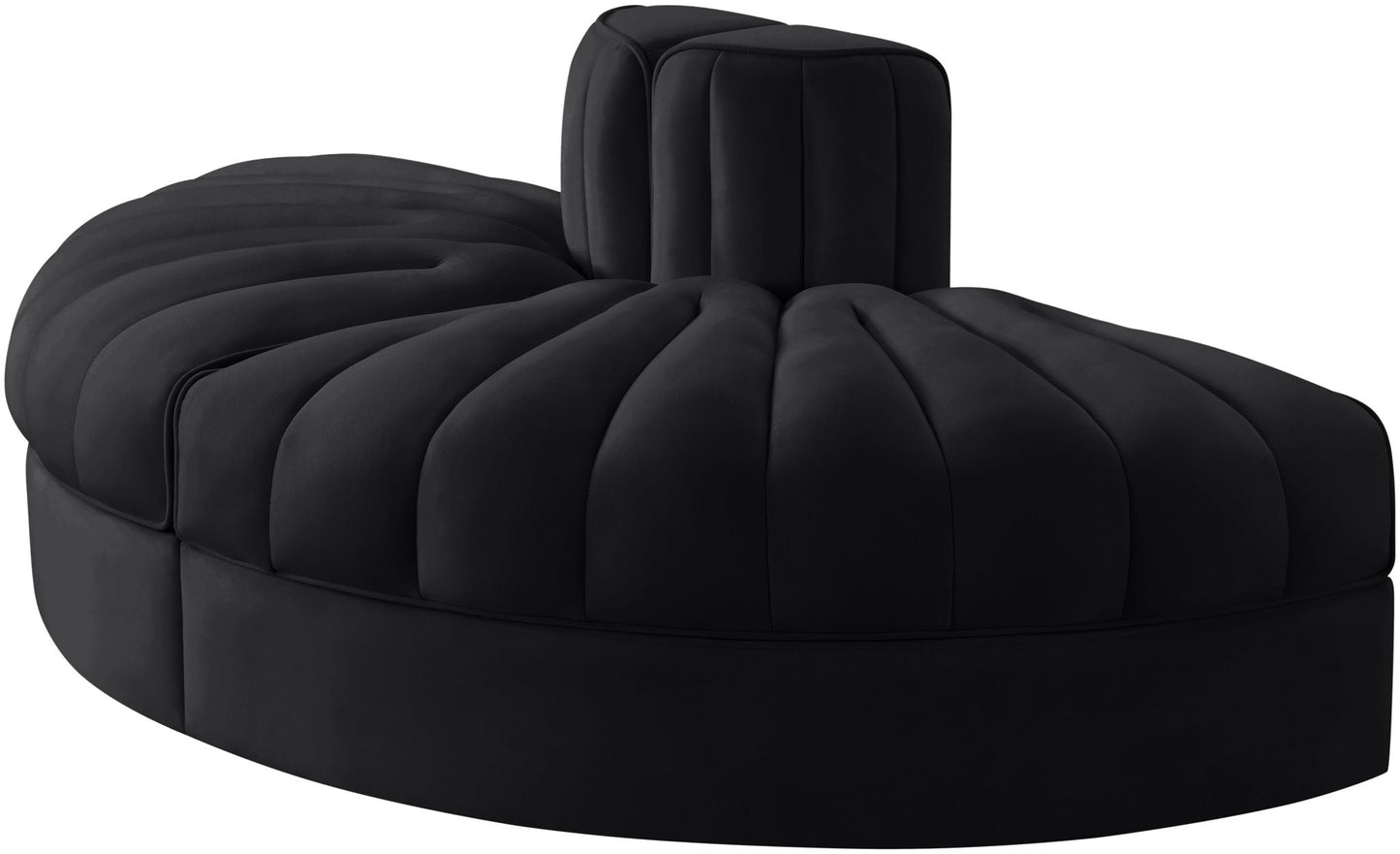 Rummi - Velvet Performance Fabric Upholstered 2 Piece  Rounded Modular Loveseat