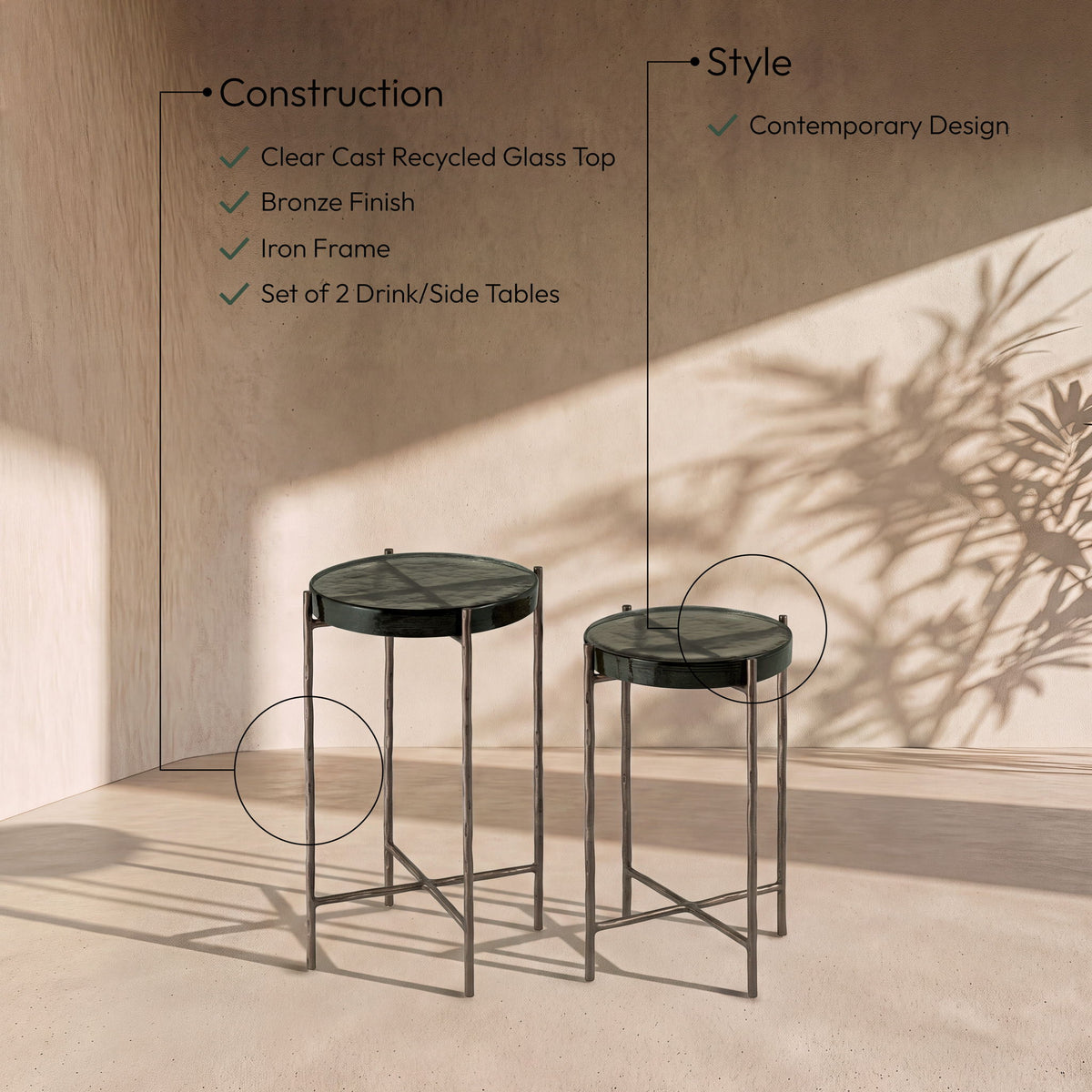 Vetra - Iron Base Bunching End Table - Bronze