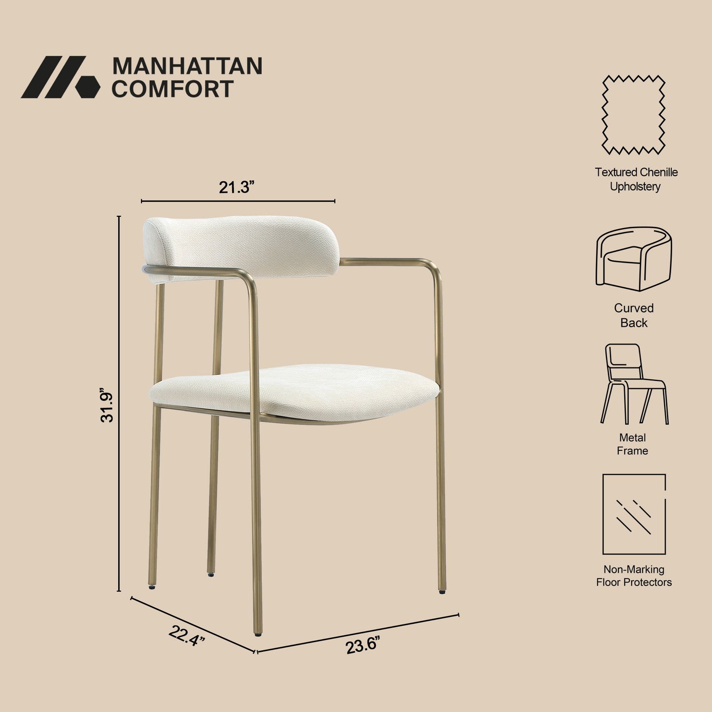Manhattan Serene - Metal Upholstered Dining Chair