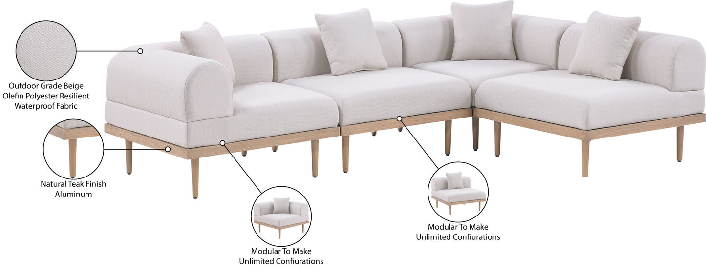 Laguna - 4 Piece 106.5" Upholstered Outdoor Patio Modular Sectional