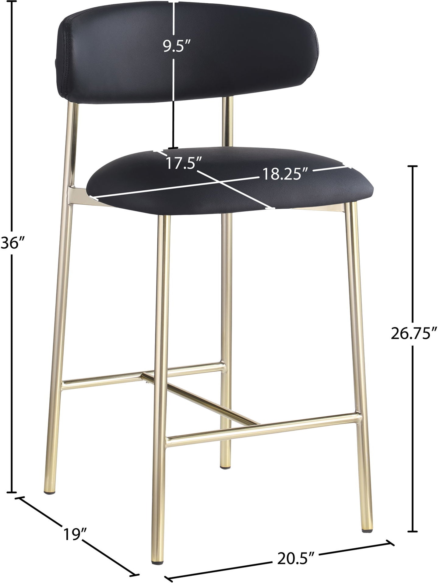 Lupita - Counter Stool With Brushed Gold Frame (Set of 2)