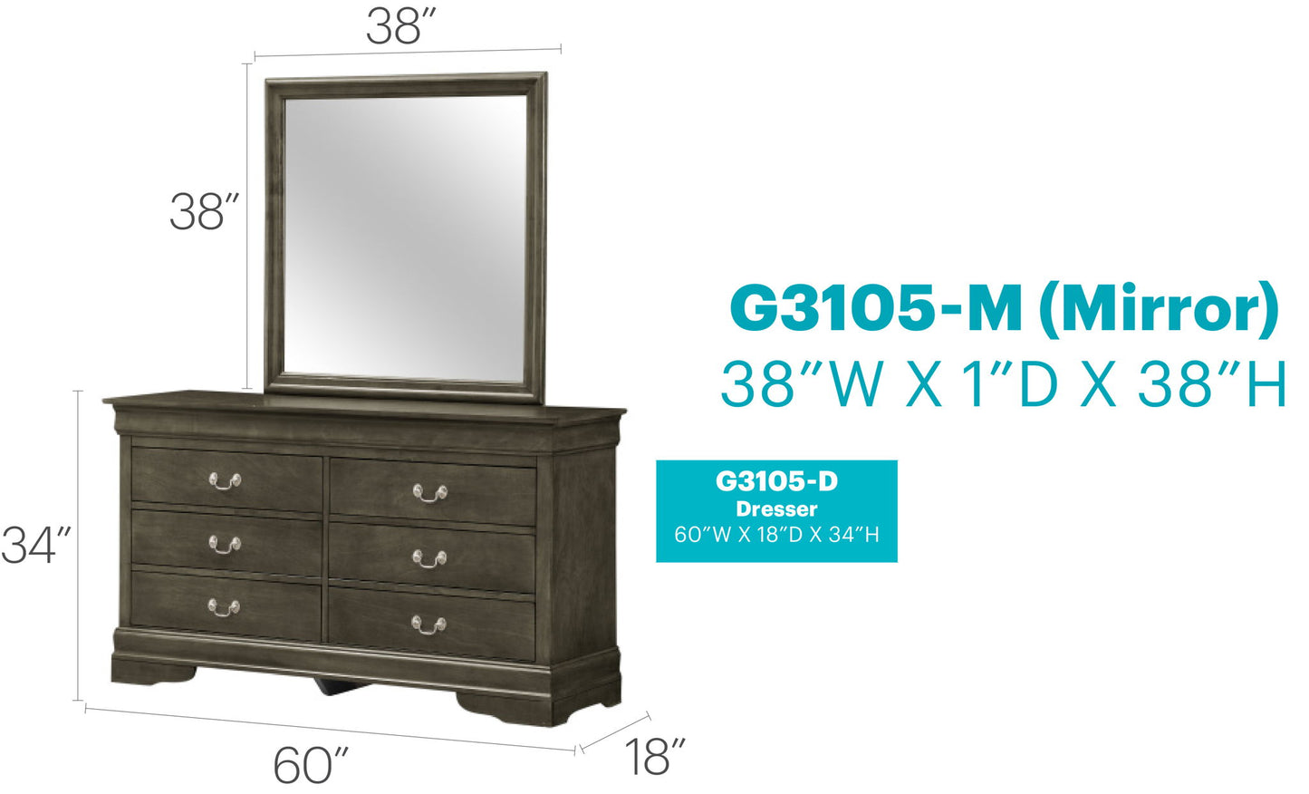 Glory Furniture - Louis Phillipe - Dresser