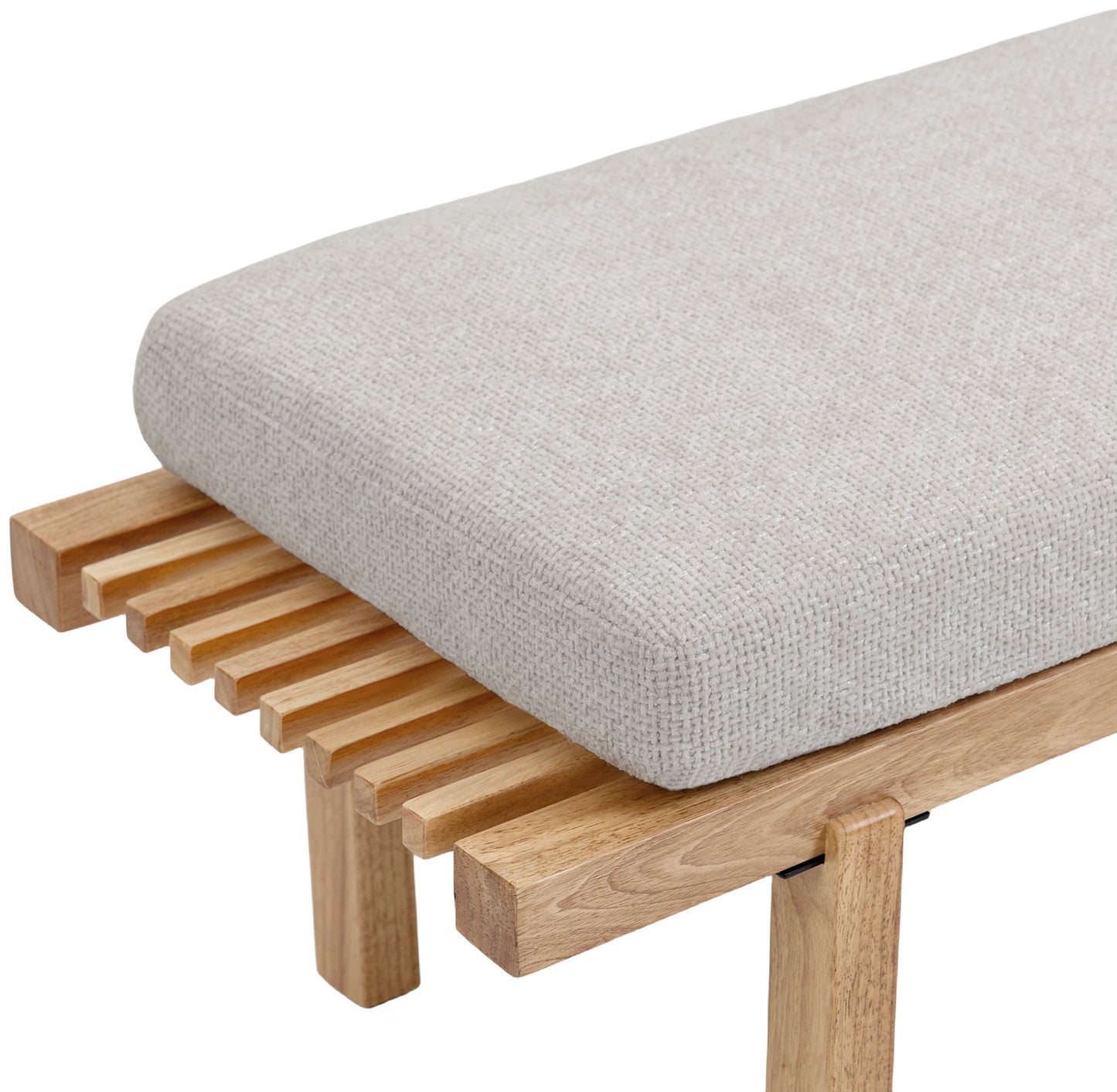 Naya - Chenille Fabric Bench - Cream