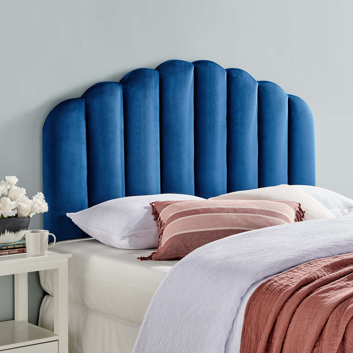 Veronique Performance Velvet Headboard - Full/Queen, Navy