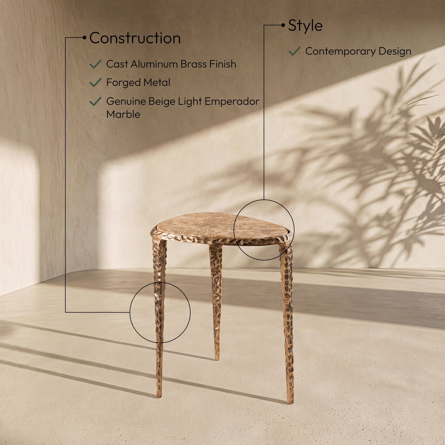 Gild - Aluminum Base And Genuine Marble Top Table
