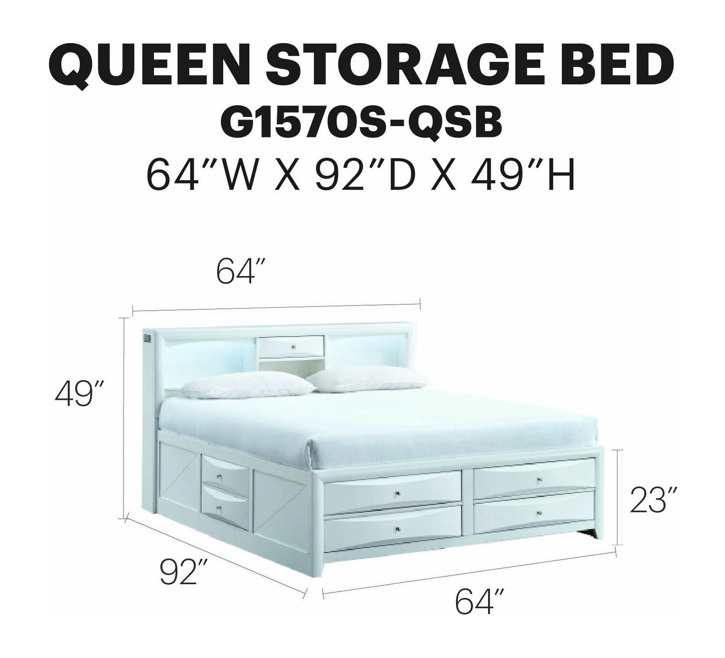 Glory Furniture - Marilla - Storage Bed With Lighting