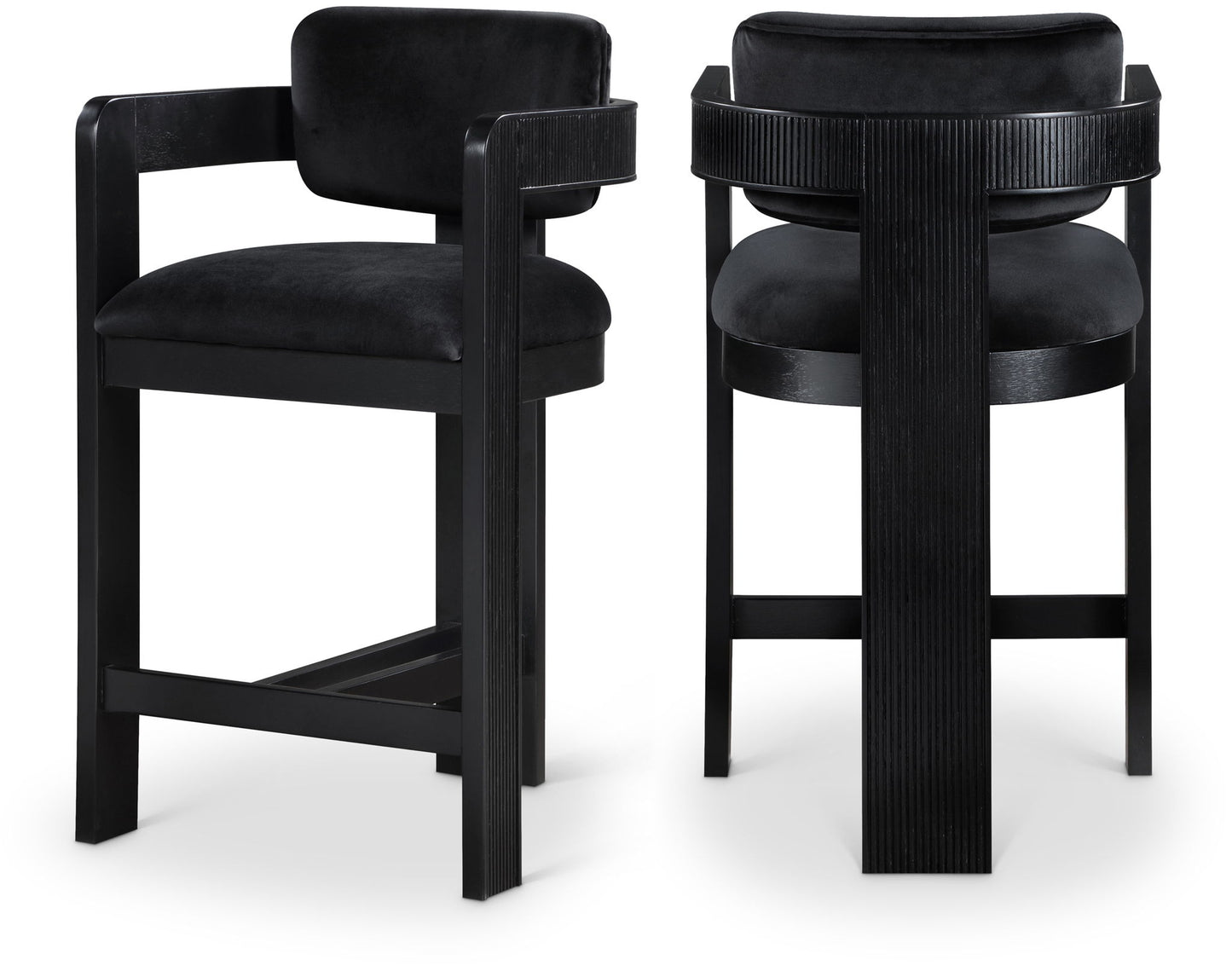 Sacha - Velvet Stool With Black Base