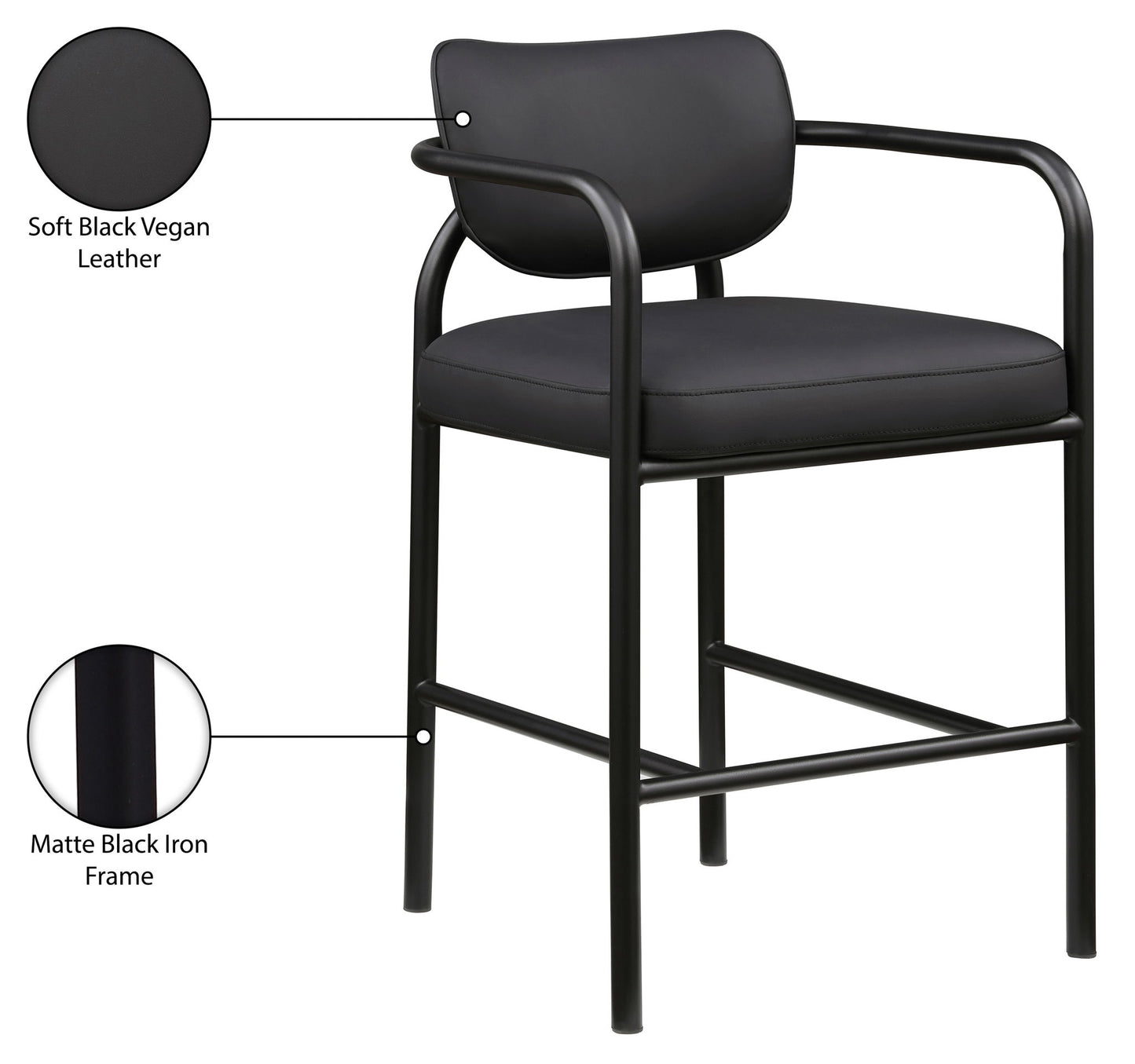 Serava - Vegan Leather Upholstered Bar Stool