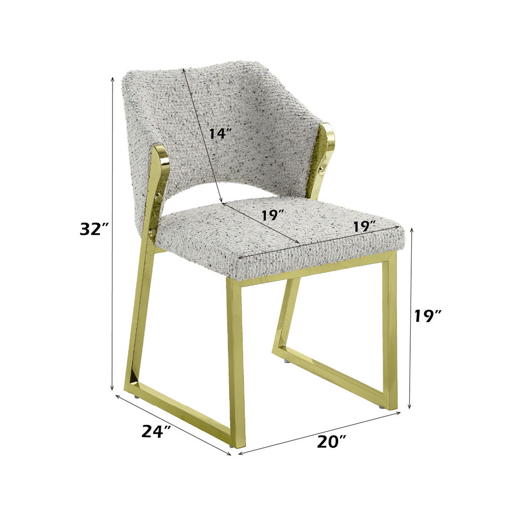 Galdesa - Side Chair (Set of 2) - Teddy Sherpa & Mirrored Gold