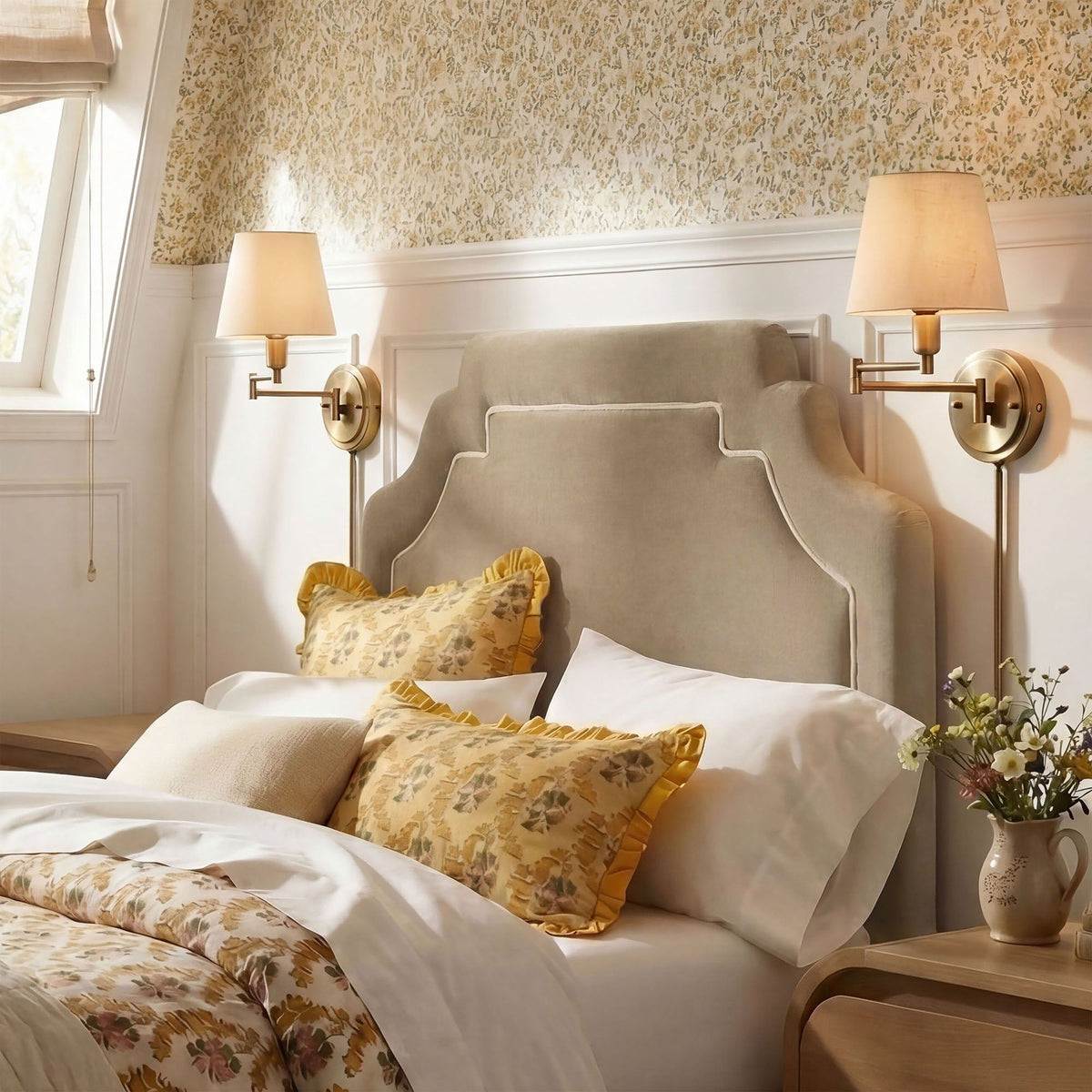 Magnolia Stain-Resistant Performance Velvet Headboard - Twin, Taupe Almond