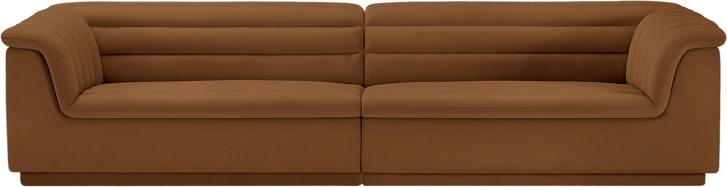Cascade - Velvet Modular Sofa - Saddle