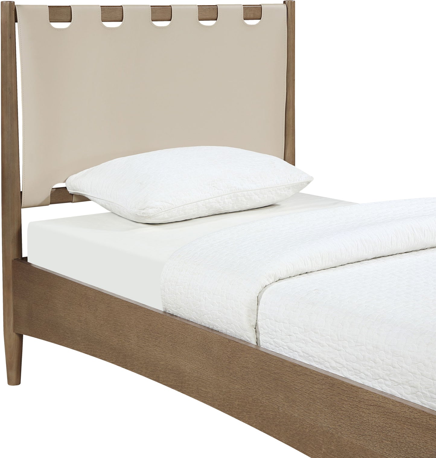 Santos - Vegan Leather Headboard And Wood Bed - Waxed Brown Frame