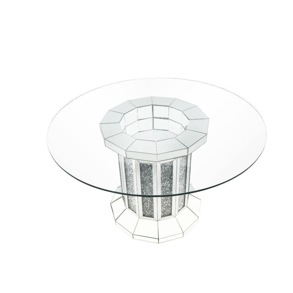 Noralie - Dining Table - Clear Glass Top & Mirrored & Faux Diamonds