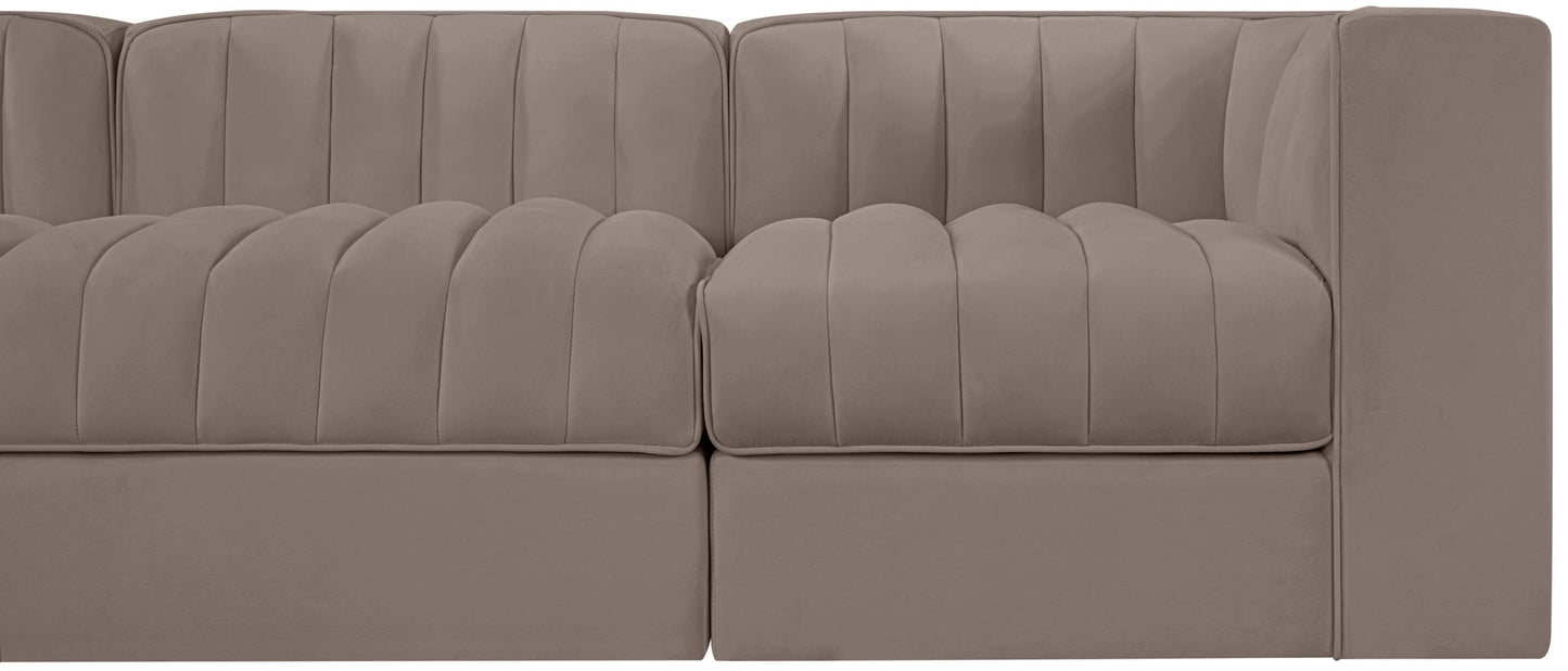 Rummi - Velvet Performance Fabric Upholstered 5 Piece Modular Sofa