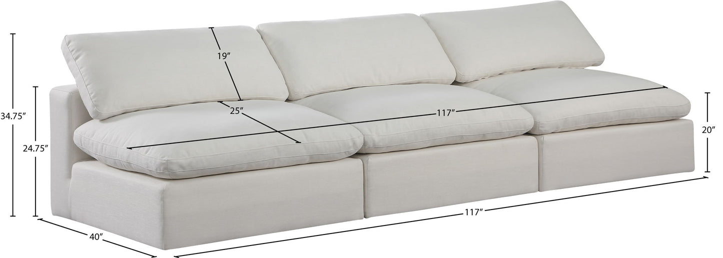 Comfy - Linen Modular Armless Sofa 3 Seats