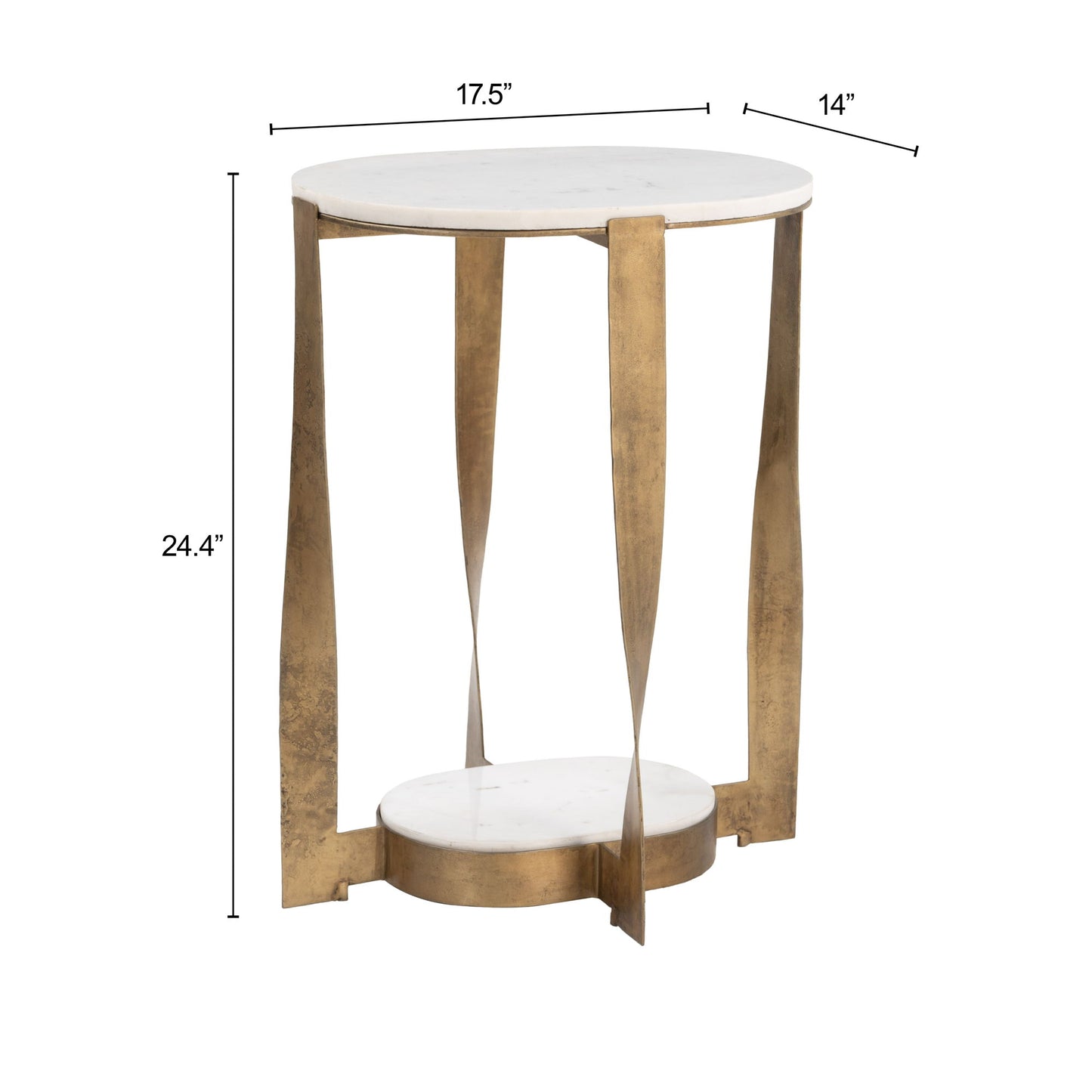 Orion - Accent Table - White / Brass
