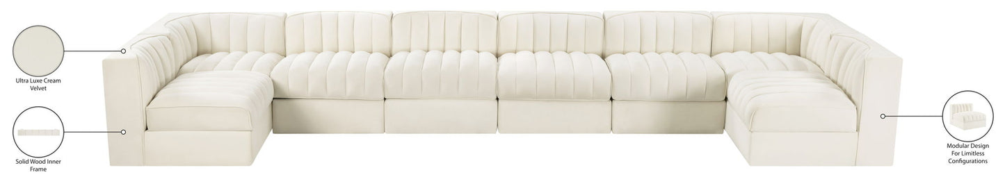 Rummi - Velvet Performance Fabric Upholstered 8 Piece Modular Sectional (With 2 Corner Chairs)