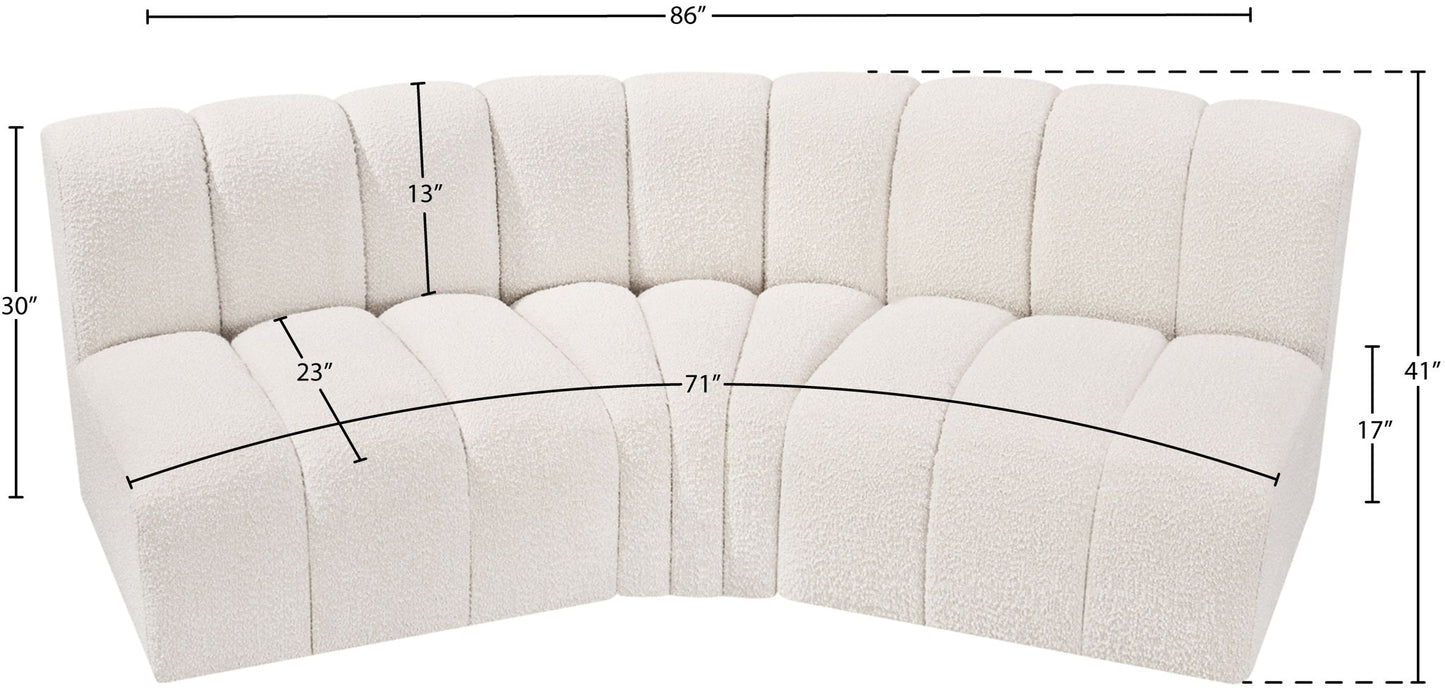 Arc - Boucle Fabric 3 Piece Modular Corner Sofa