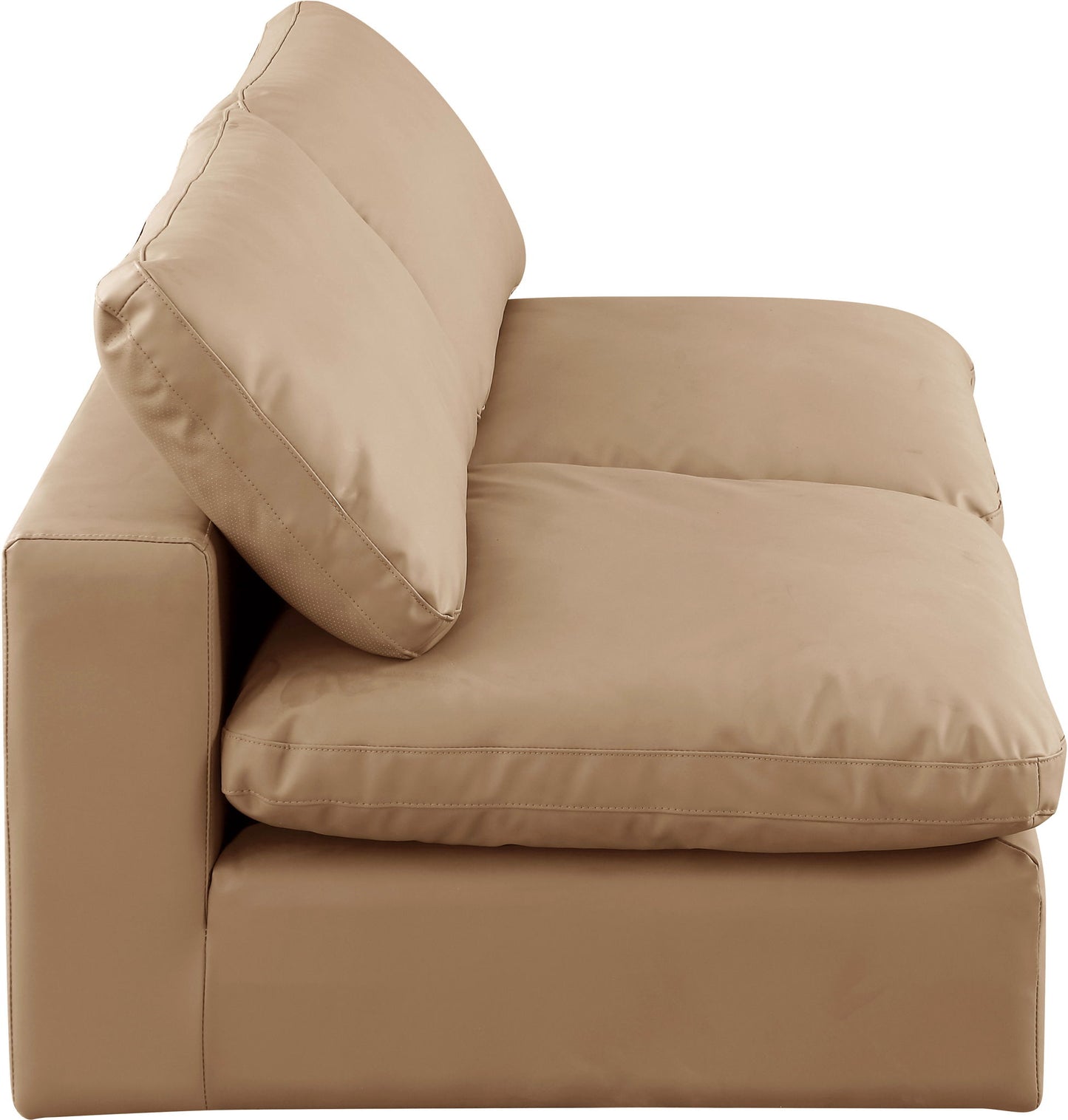 Comfy - Faux Leather Modular Armless Sofa 2 Pieces - Light Brown