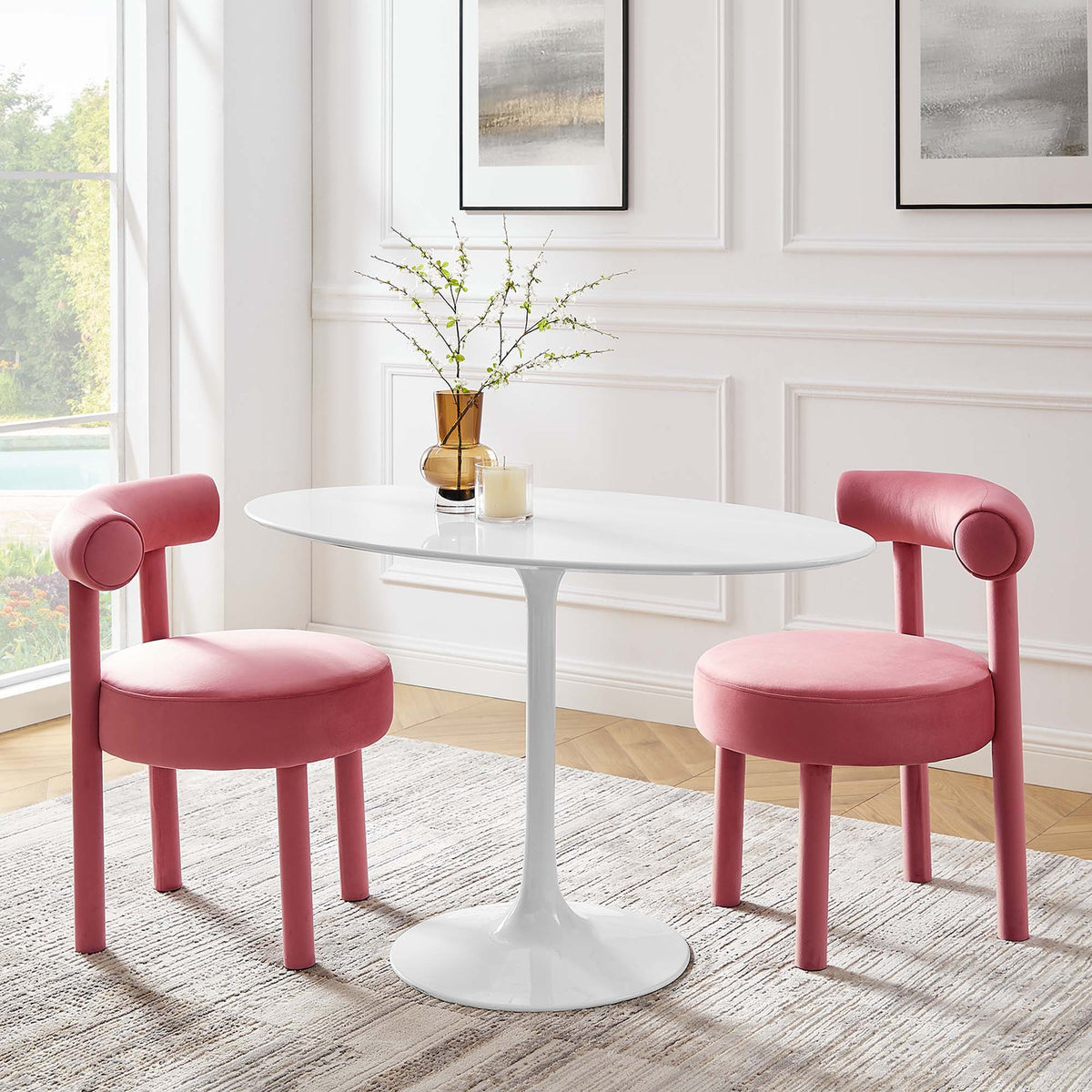 Lippa Oval Wood Dining Table - 48", White