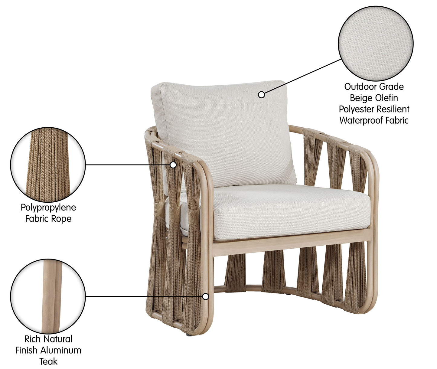 San Pietro - Resilient Waterproof Fabric Upholstered Outdoor Patio Chair