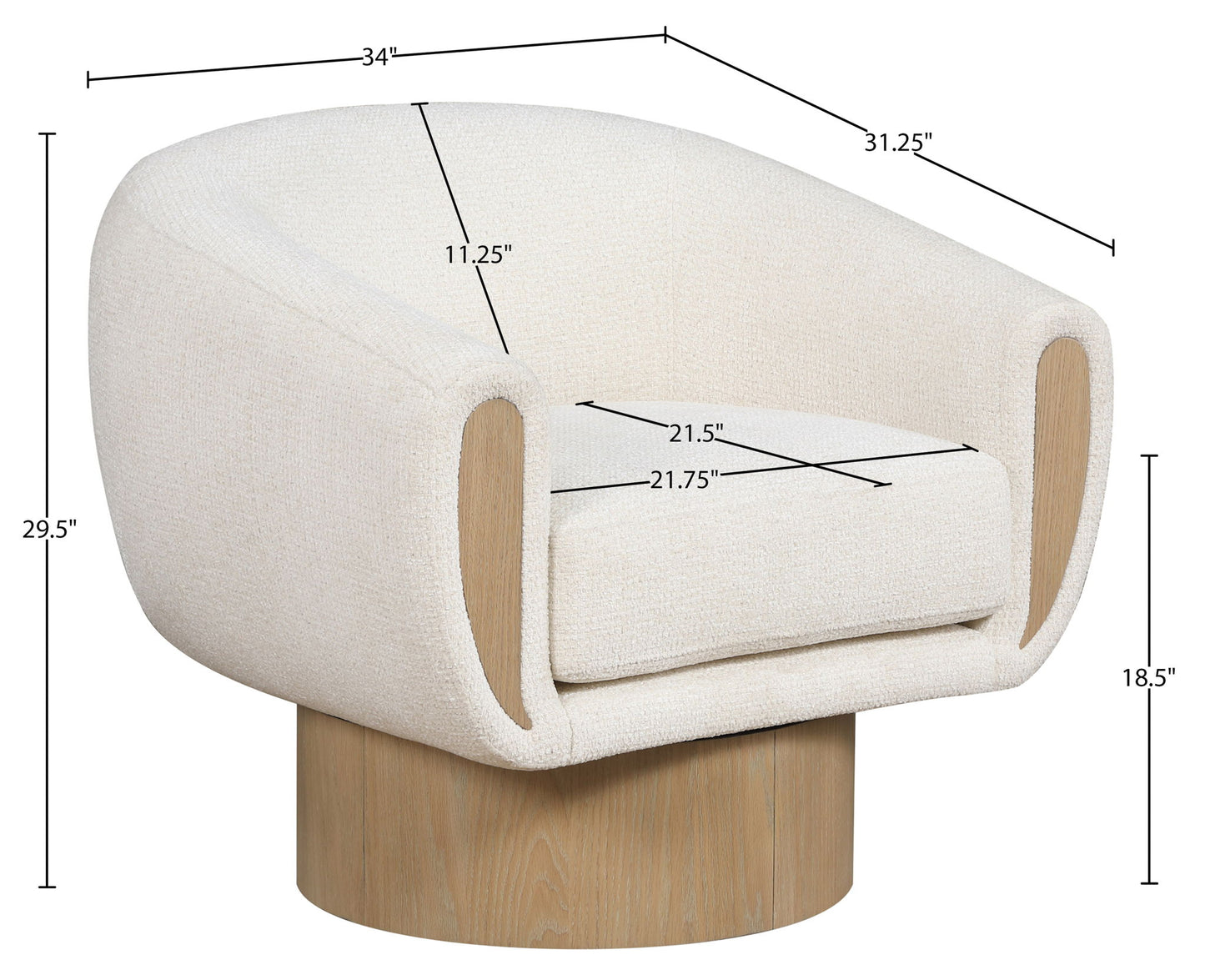 Avella - Interwoven Fabric Swivel Accent Chair - Light Brown Base