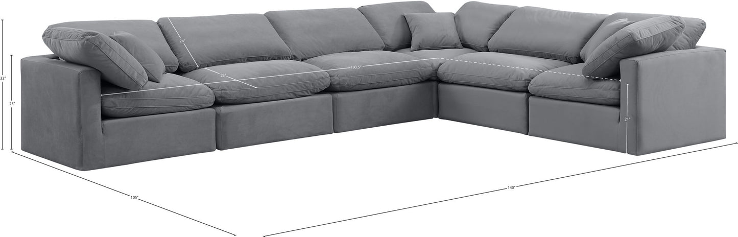 Indulge - Velvet 6 Piece Modular Corner Sectional