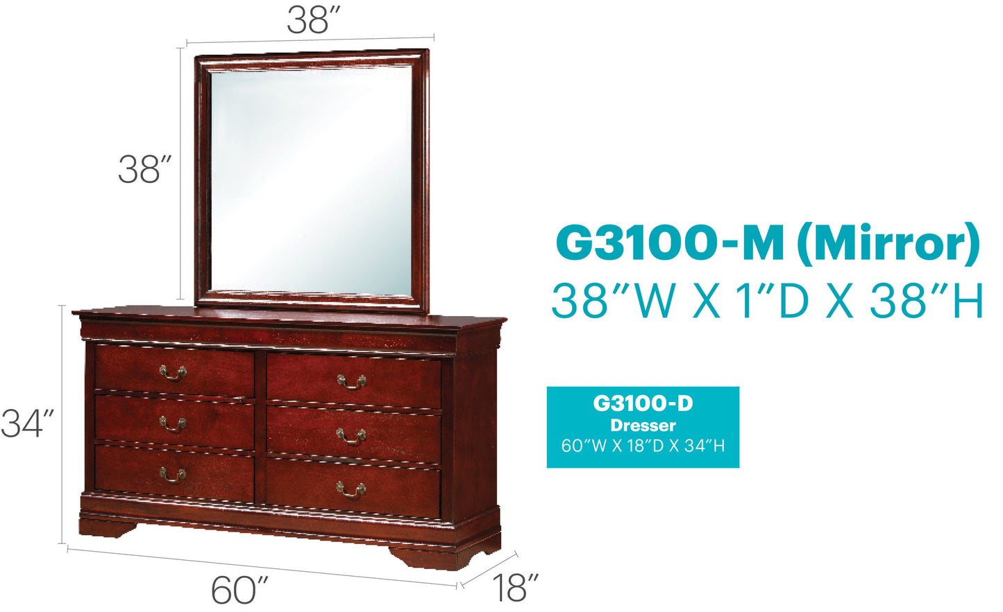 Glory Furniture - Louis Phillipe - Dresser