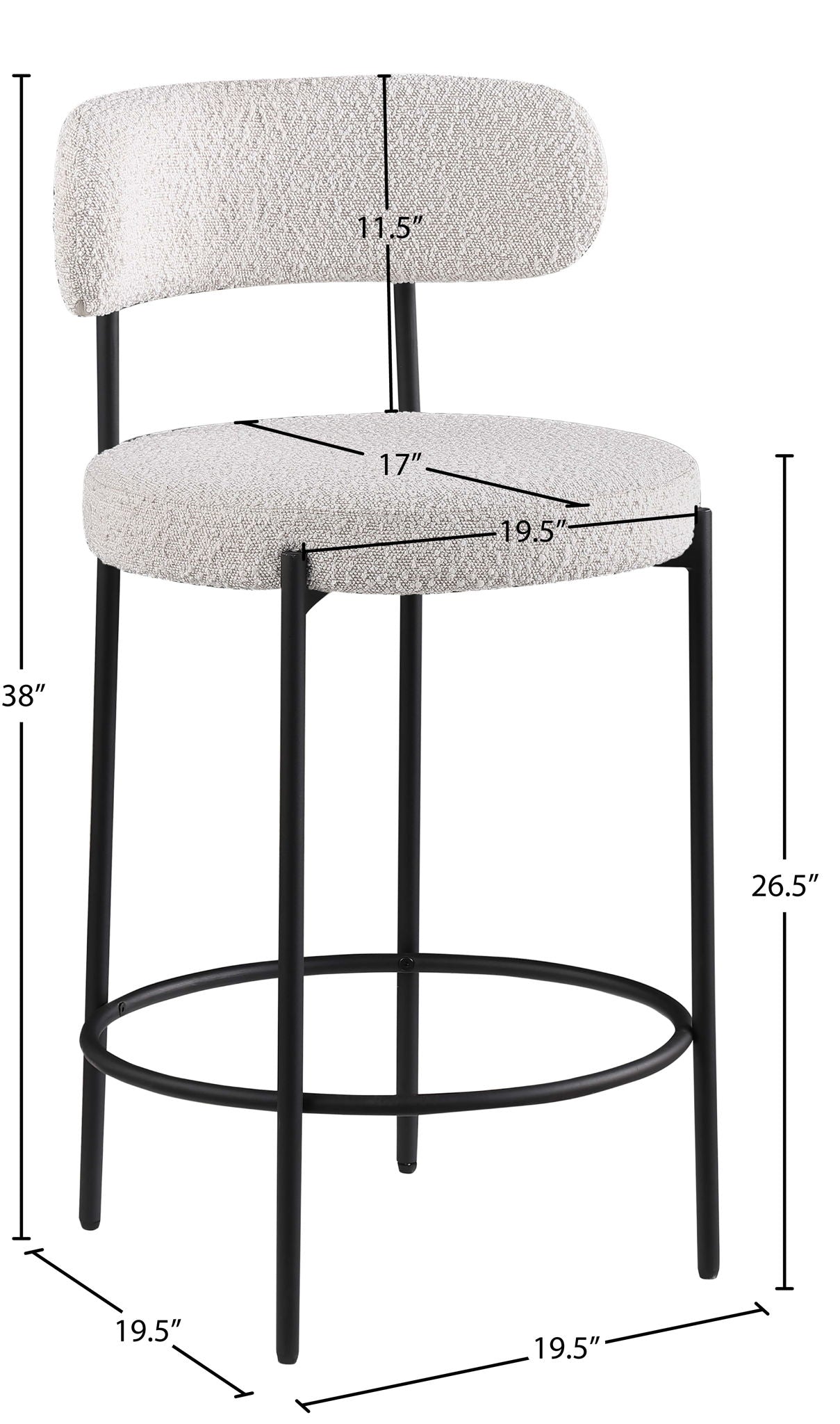 Beacon - Boucle Fabric Stool (Set of 2)