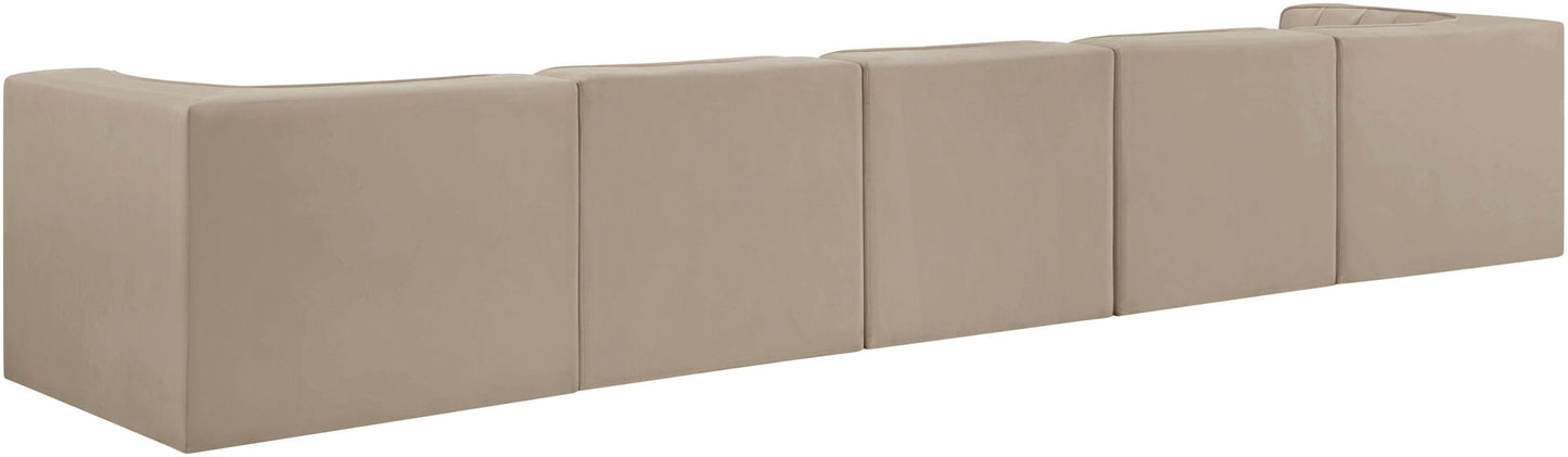 Rummi - Velvet Performance Fabric Upholstered 5 Piece Modular Sofa