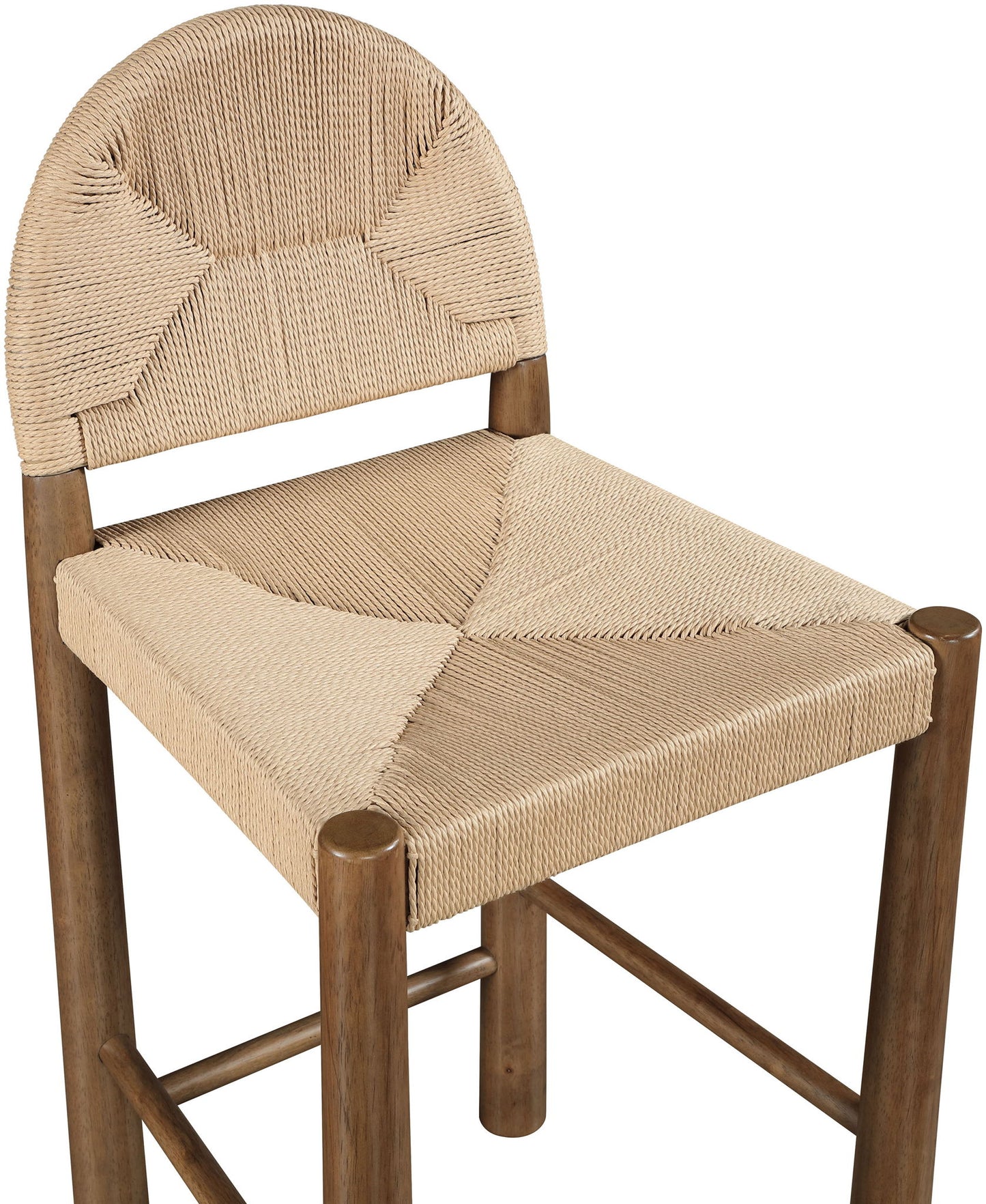 Bohemia - Woven Seagrass Cord And Solid Wood Counter Stool - Beige