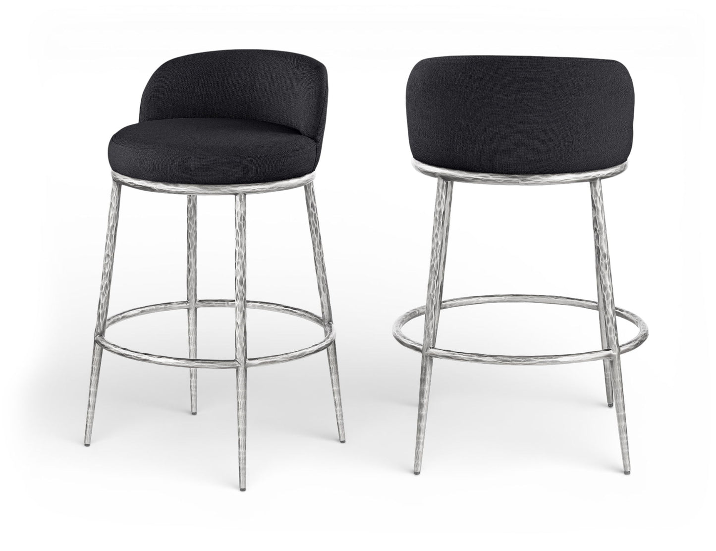 Ferro - Performance Fabric Upholstered Bar Stool - Antique Silver