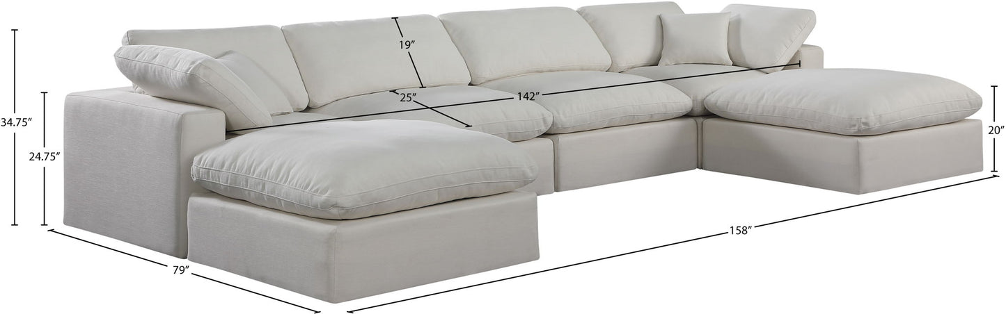 Comfy - 6 Piece Linen Modular Double Chaise Sectional