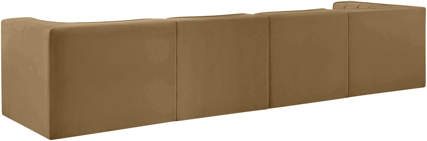 Rummi - Velvet Performance Fabric Upholstered 4 Piece Modular Sofa