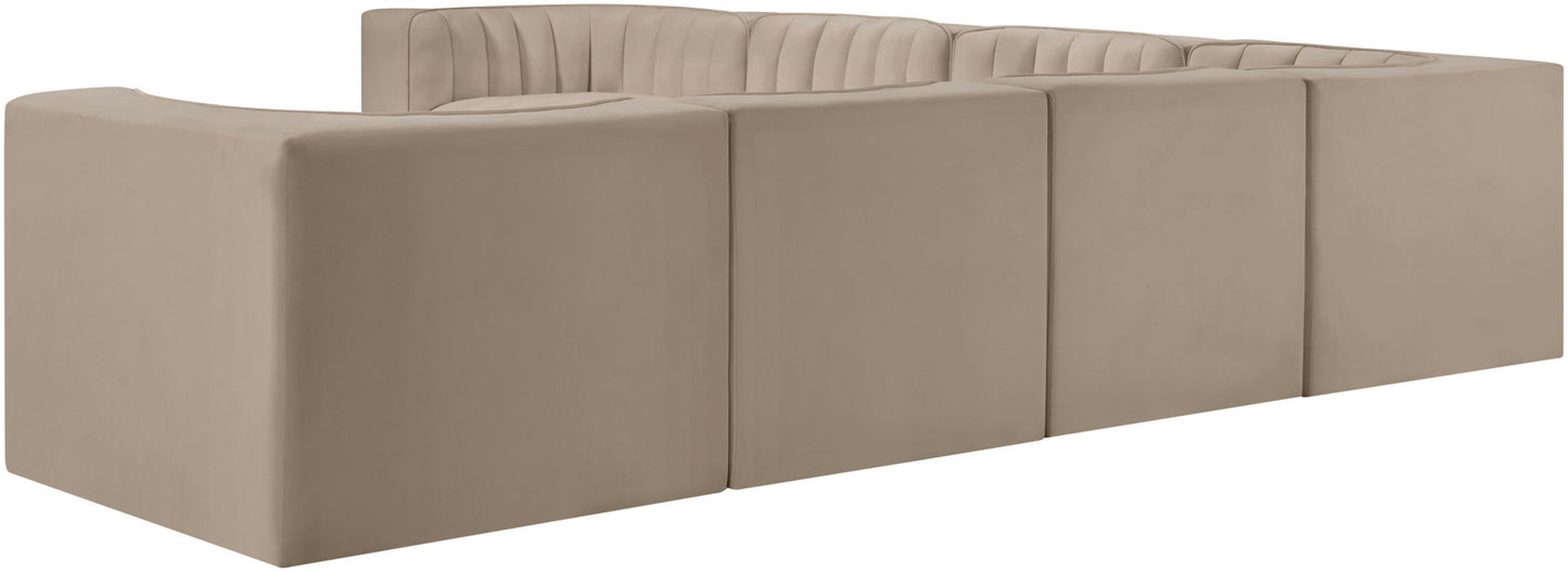 Rummi - Symmetrical Velvet Performance Fabric Upholstered 7 Piece Modular Sectional (With 3 Corner Chairs)