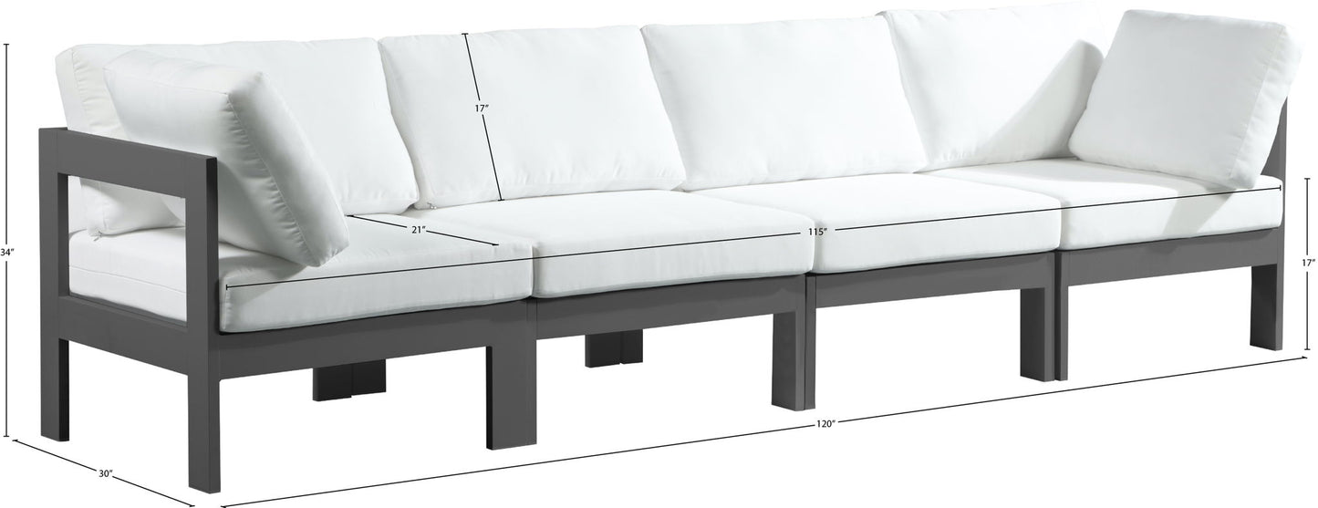 Nizuc - Outdoor Patio 4 Seat Modular Sofa With Gray Frame