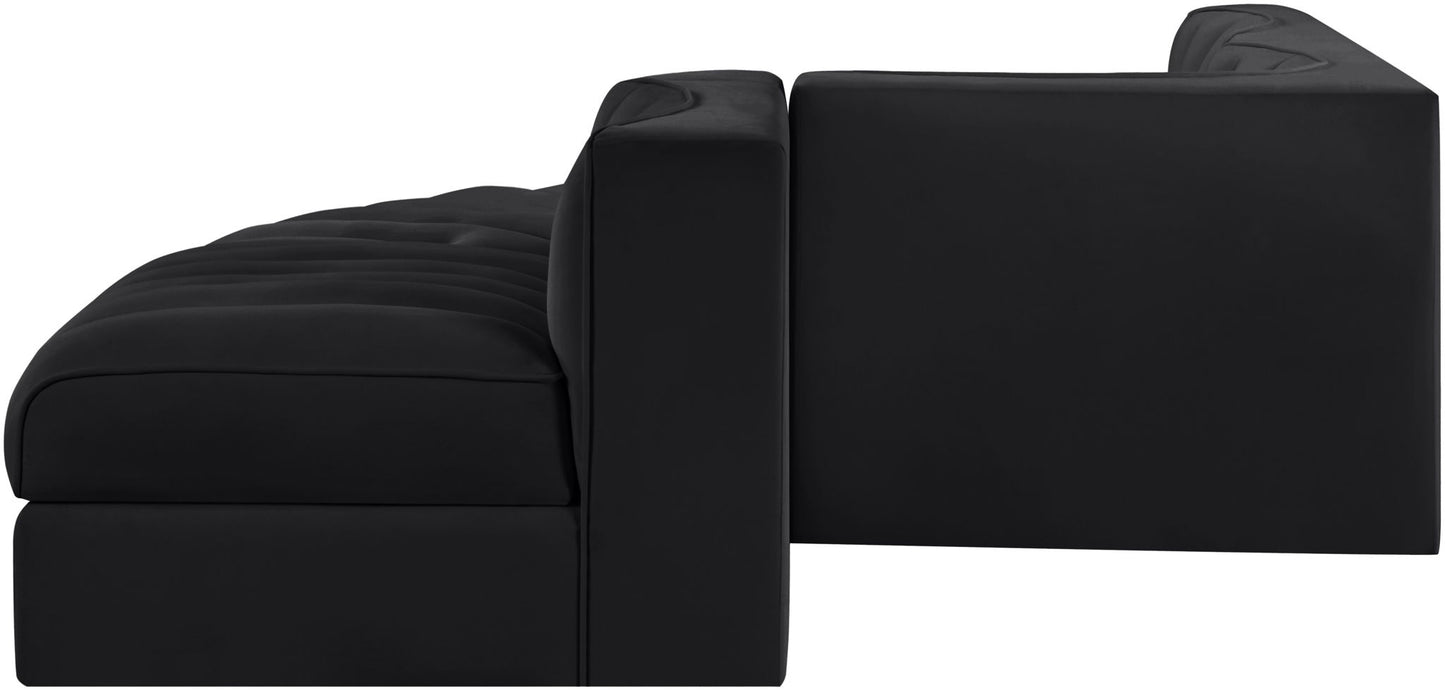 Rummi - Rounded Velvet Performance Fabric Upholstered 5 Piece Modular Sectional