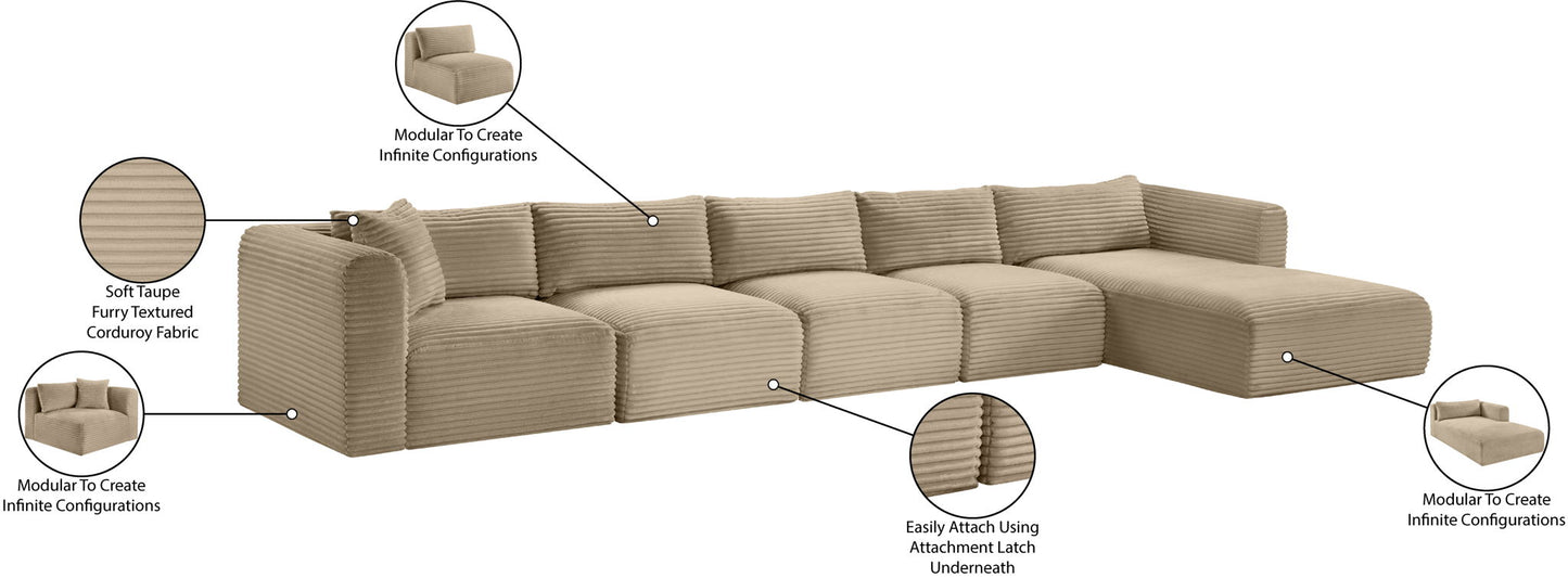 Shaggy - Fabric 5 Piece Modular Sectional With Chaise