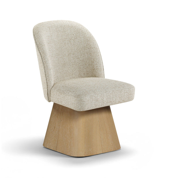 Marlowe - Linen Textured Fabric Upholstered Swivel Dining Side Chair - Stained Natural