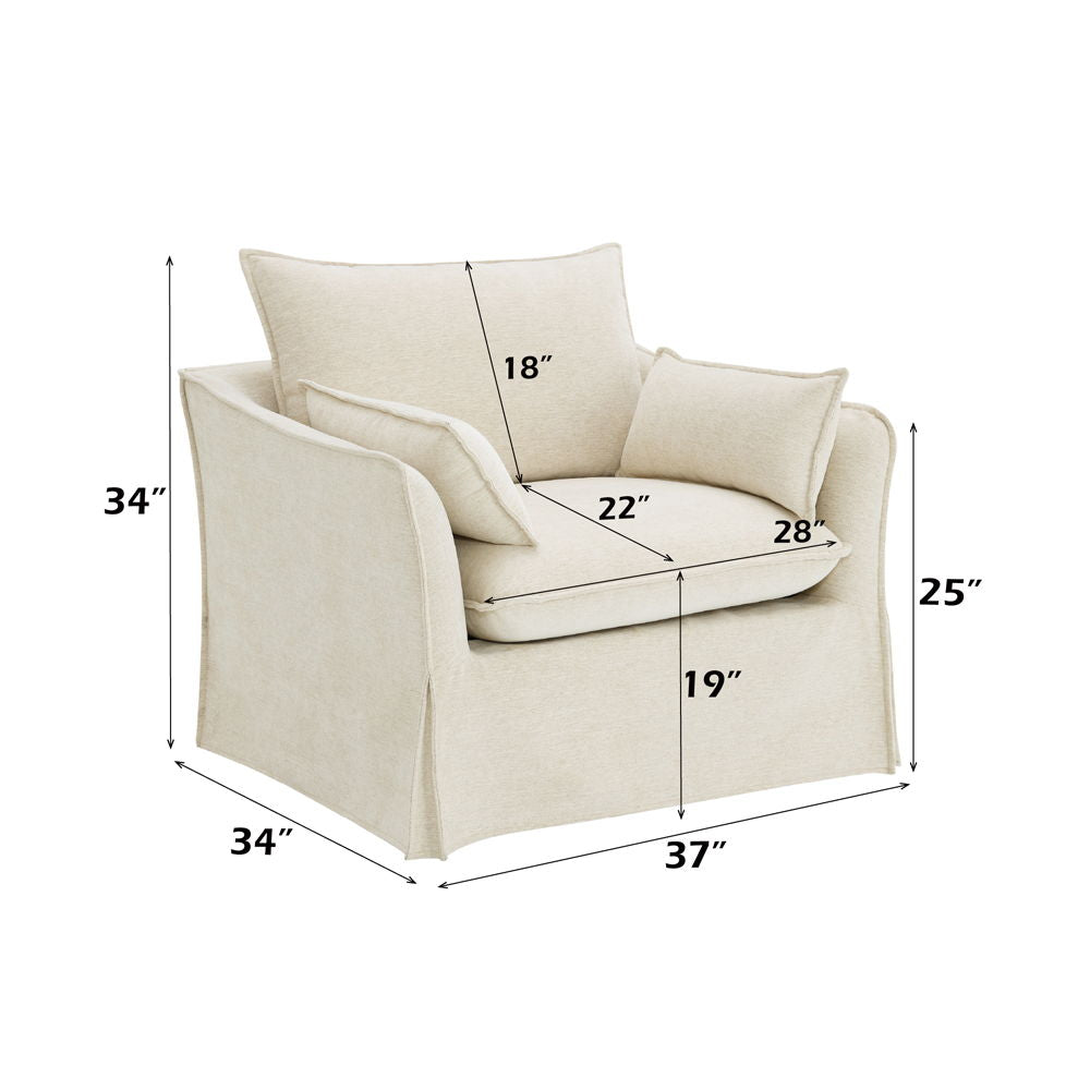 Shane - Chair With 2 Pillows - Beige Linen