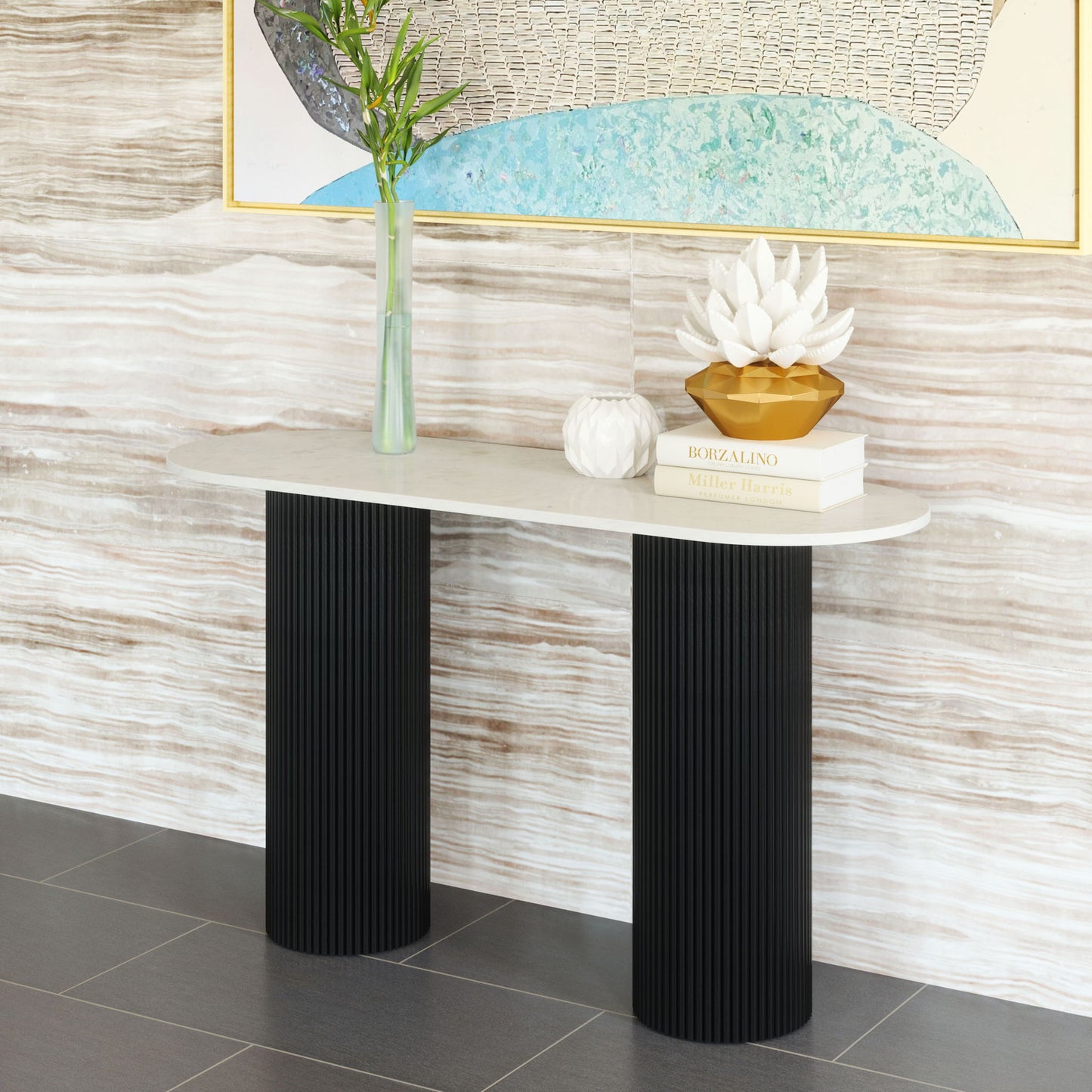 Izola - Console Table - White / Black