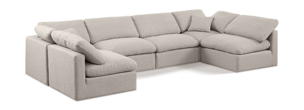 Indulge - Linen 6 Piece Modular U-Shaped Sectional