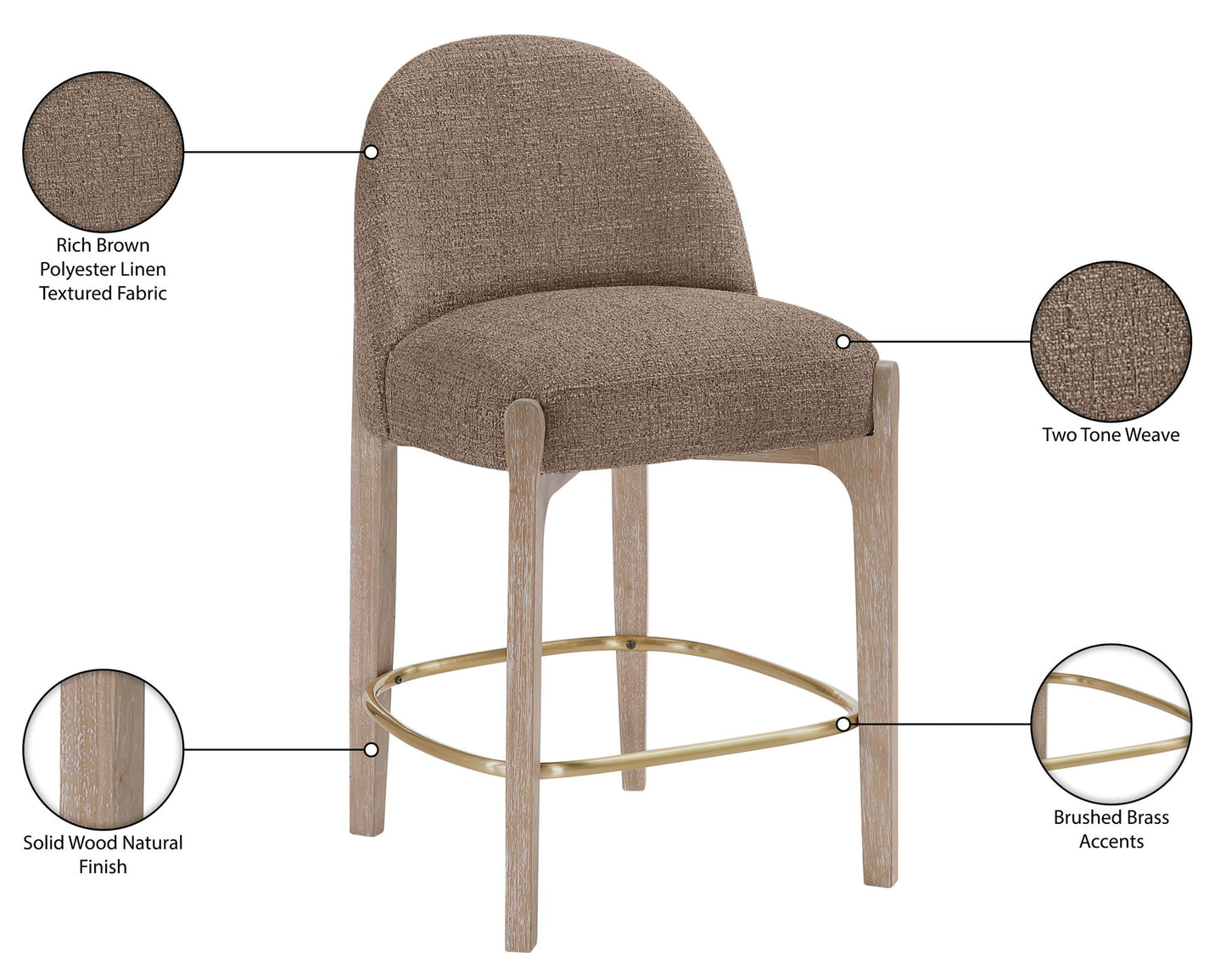 Torino - Counter Stool With Brushed Natural Base