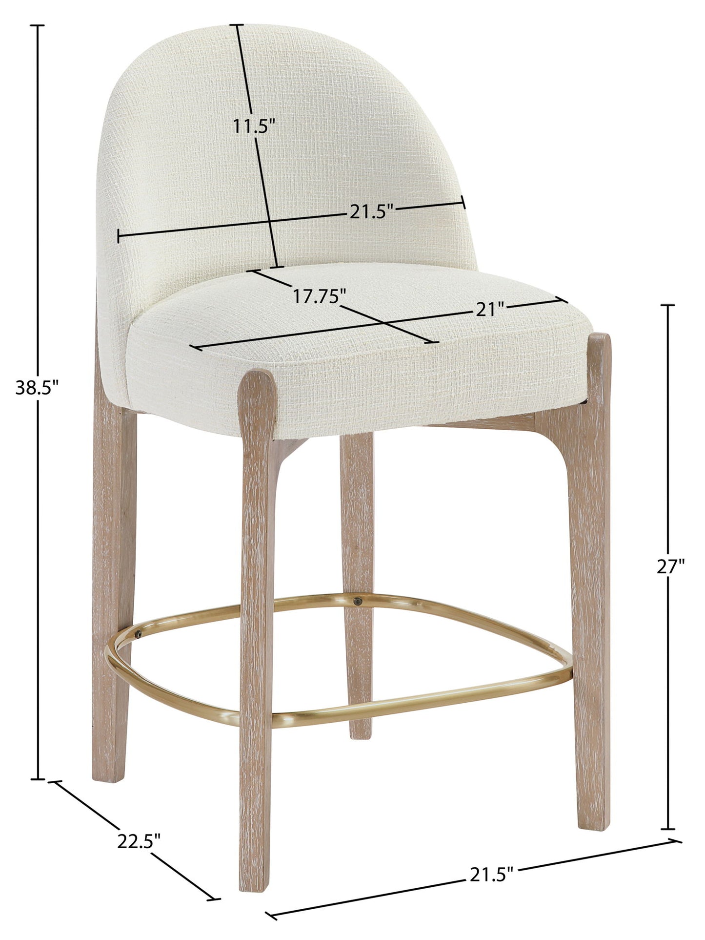 Torino - Counter Stool With Brushed Natural Base