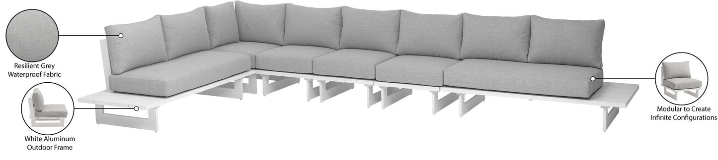 Maldives - 6 Piece Water Resistant Outdoor Patio Modular Sectional With White Base