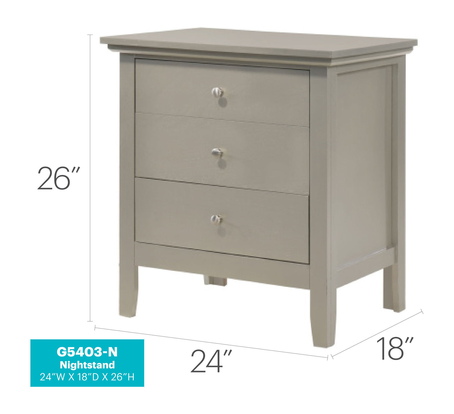 Glory Furniture - Hammond - 3 Drawer Nightstand