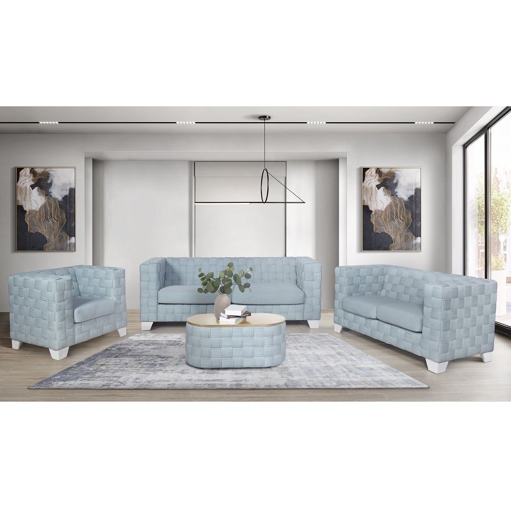 Saree - Sofa - Light Teal Chenille & White