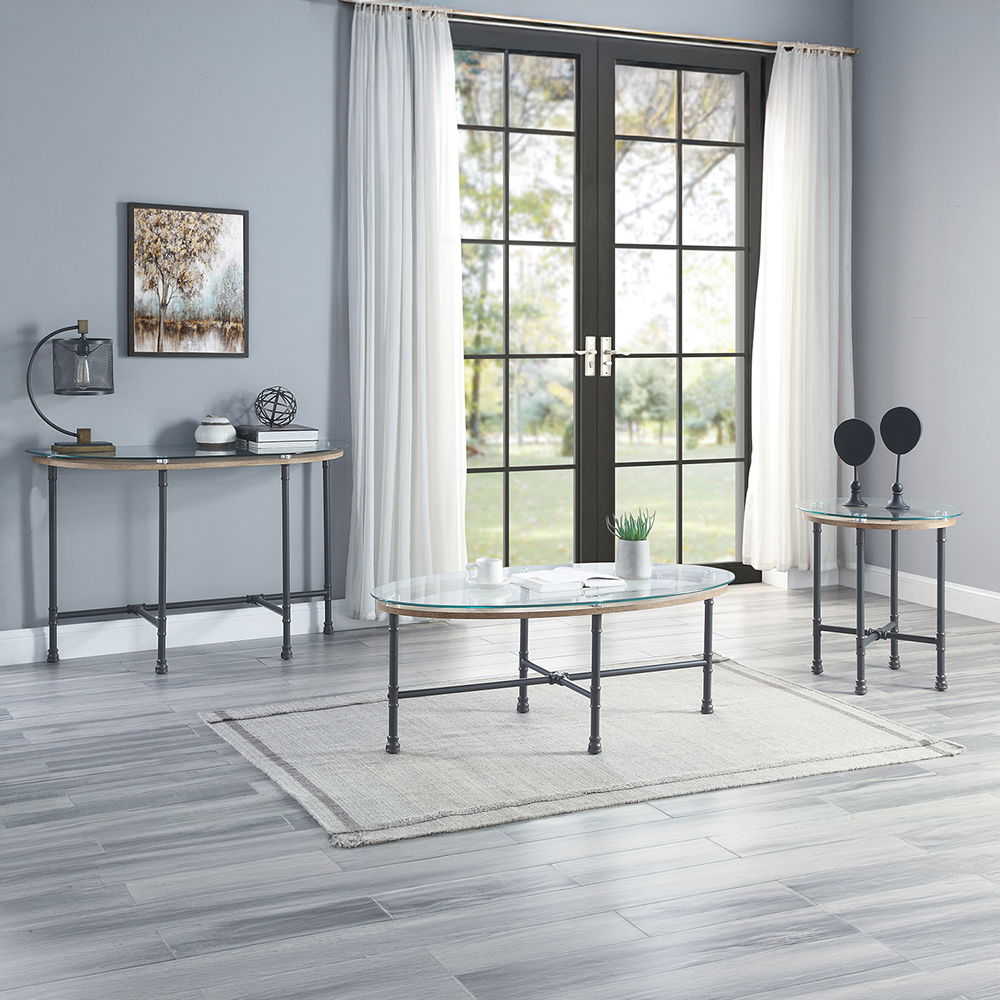 Brantley - Sofa Table - Clear Glass & Sandy Gray